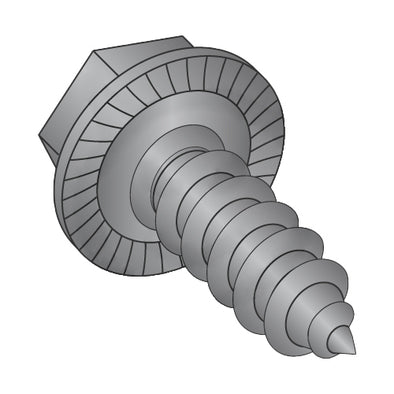 10-16 x 1 Unslot Indent Hexwasher Serrated Self Tap Screw Type AB Full Thread Black Oxide-Bolt Demon