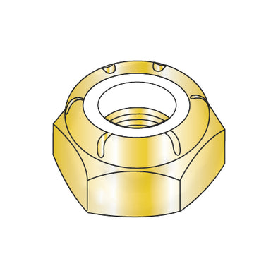 3/8-24 NTE Thin Pattern Nylon Insert Hex Lock Nut Fine Thread Zinc Yellow-Bolt Demon