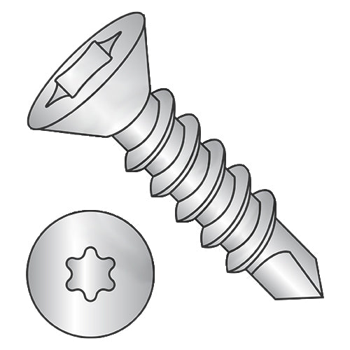 10-16 x 2 1/2 6-Lobe Flat Self Drilling Screw Fully Threaded 410 Stainless Steel-Bolt Demon