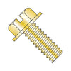 10-24 x 1/2 Slotted Indented Hex Washer Head Machine Screw Fully Threaded Zinc Yellow-Bolt Demon