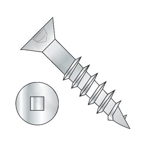 8 x 1 3/4 Flat Head (no nibs) Square Drive Deep Thread Wood Screw 2/3 Threaded Zinc-Bolt Demon