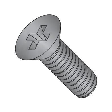 6-32 x 1/2 Phillips Flat Machine Screw Fully Threaded Black Zinc-Bolt Demon