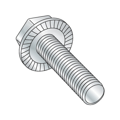 1/4-20 x 9/16 Serrated Hex Flanged Washer Full Thread Screw Case Hard Zinc-Bolt Demon