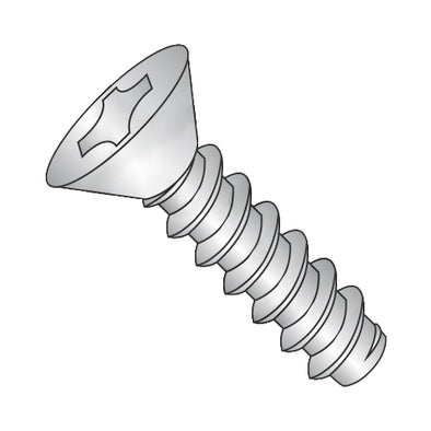 4-24 x 3/4 Phillips Flat Self Tapping Screw Type B Fully Threaded 18-8 Stainless Steel-Bolt Demon