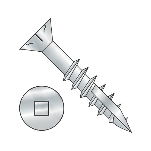 9-10 x 3 Square #8 Flat Head w/Nibs Deep Thread Wood Screw Type 17 2/3 Thread Zinc-Bolt Demon