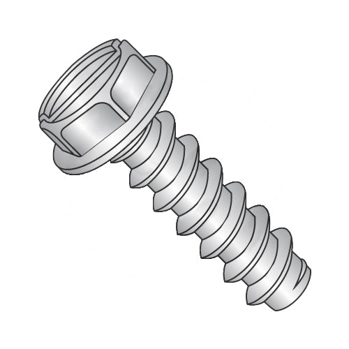 6-20 x 1/4 Slotted Indented Hex Washer Self Tapping Screw Type B Fully Thread 18-8 Stainless-Bolt Demon