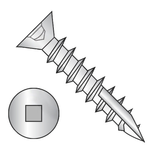 9-10 x 1 #2 Square Drive Flat Head No Nibs Deep Thread Type 17 Full Thread Zinc-Bolt Demon