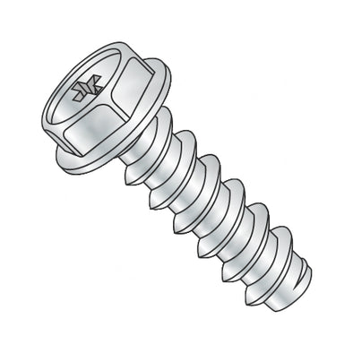 8-18 x 1/4 Phillips Indented Hex Washer Self Tapping Screw Type B Fully Threaded Zinc-Bolt Demon