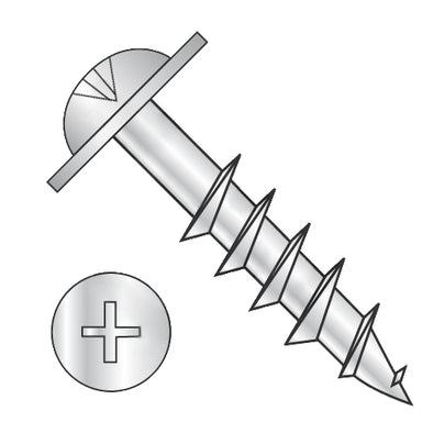 8-11 x 1 1/2 Phillips Drive Round Washer Head Deep Thread Wood Screw 2/3 Thread Zinc-Bolt Demon