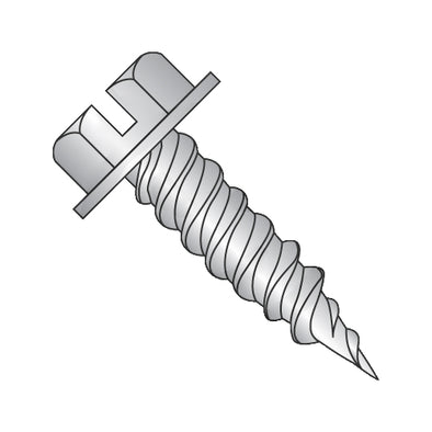 8-15 x 1 1/4 Slot Ind Hexwasher 1/4" Across Flats F/T Self Piercing Screw 410 Stainless Steel-Bolt Demon