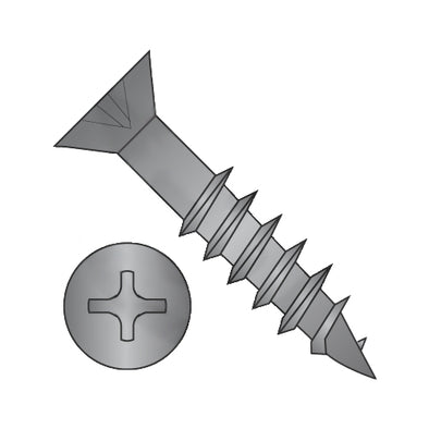 8 x 1 1/2 Phillips Flat Head no Nibs Deep Thread Wood Screw 2/3 Threaded Black Oxide-Bolt Demon