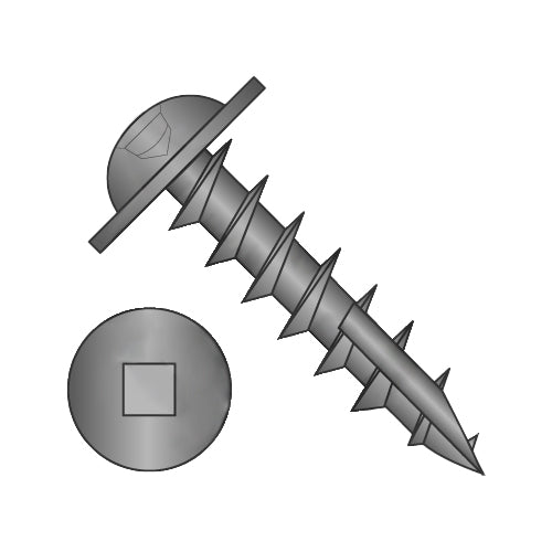 10-9 x 1 Square Drive Round Washer Head Deep Thread Wood Screw Type 17 Full Thrd Black Ox-Bolt Demon