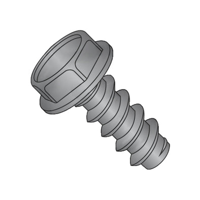 6-20 x 3/8 Unslotted Indent Hex Washer Self Tapping Screw Type B Full Thread Black Oxide-Bolt Demon