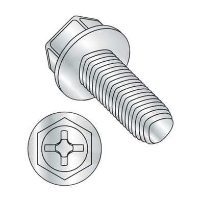 10-32 x 1/2 Phillips Indented Hex Washer Taptite Alternative Fully Threaded Zinc & Wax-Bolt Demon
