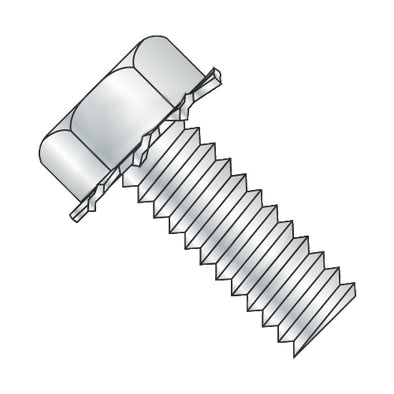 10-32 x 1/2 Unslotted Indented Hex Head External Sems Machine Screw Full Threaded Zinc-Bolt Demon