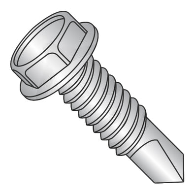 12-24 x 1/2 Unslotted Hexwasher Self Drilling Screw Full Thread 18-8 Stainless Steel-Bolt Demon