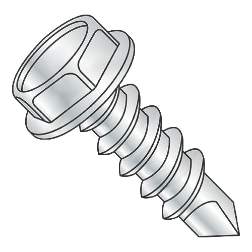 1/4-14 x 7/8 Unslotted Indented Hexwasher Self Drill Screw #1 Point Full Thread Zinc & Bake-Bolt Demon