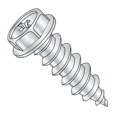 14-10 x 1 Phillips Indented Hex Washer Self Tapping Screw Type A Fully Threaded Zinc-Bolt Demon