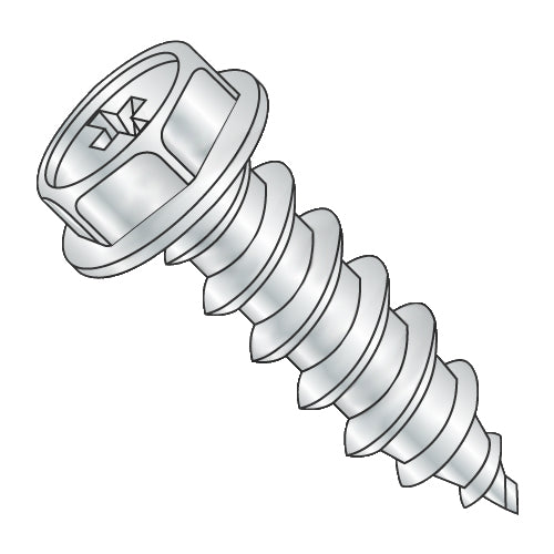 14-10 x 1 Phillips Indented Hex Washer Self Tapping Screw Type A Fully Threaded Zinc-Bolt Demon