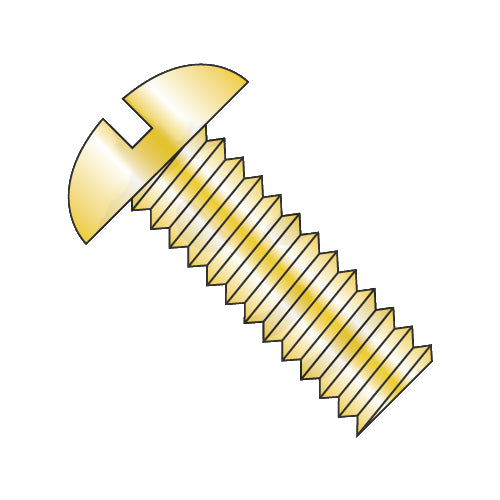 6-32 x 1 Slotted Round Machine Screw Fully Threaded Zinc Yellow-Bolt Demon