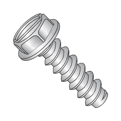 6-20 x 3/8 Slotted Indented Hex Washer Self Tapping Screw Type B Fully Thread 18-8 Stainless-Bolt Demon
