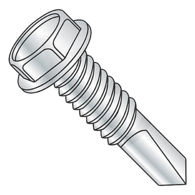 1/4-20 x 1 1/4 Unslotted Hex washer With number 4 Point F/T Self drilling Screw Zinc-Bolt Demon