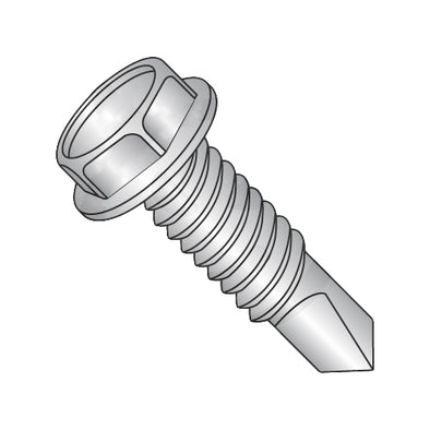 12-24 x 2 Unslotted Hexwasher Self Drilling Screw Full Thread 410 Stainless Steel-Bolt Demon