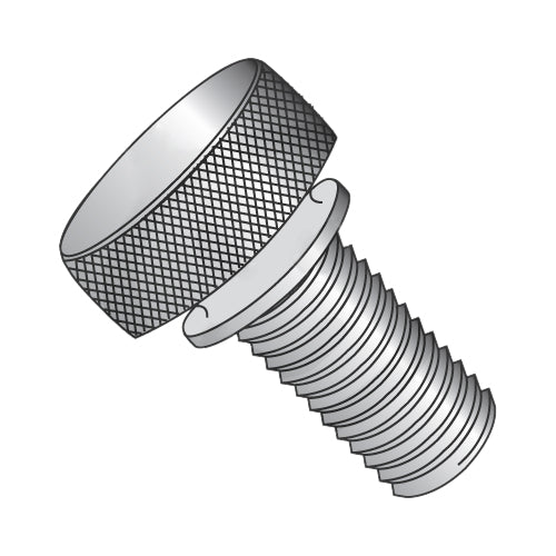 8-32 x 3/8 Knurled Thumb Screw with Washer Face Full Thread Aluminum-Bolt Demon