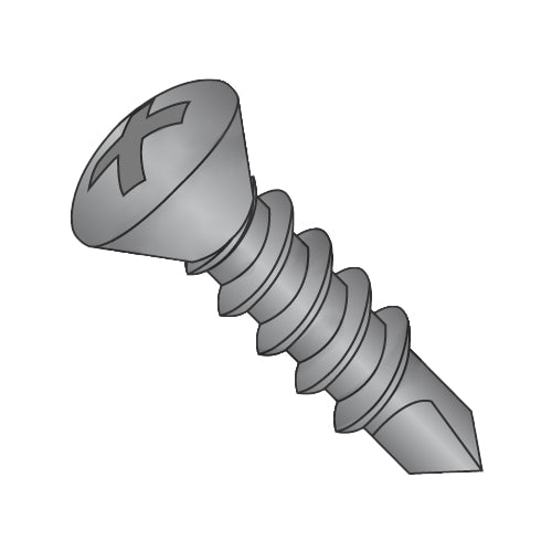 10-16 x 1 1/4 Phillips Oval Full Thread Self Drilling Screw Black Oxide and Oil-Bolt Demon