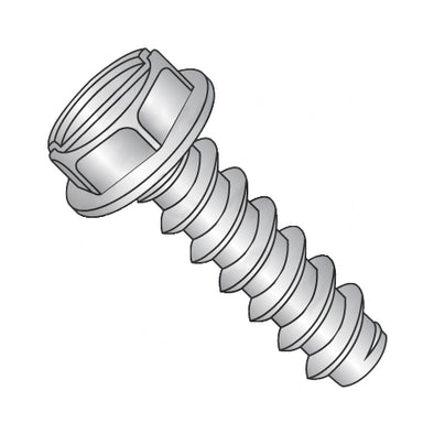 1/4-14 x 1 1/2 Slotted Indented Hex Washer Self Tapping Screw Type B Fully Thread 18-8 Stainless-Bolt Demon