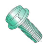 8-32 x 5/16 Unslot Indent Hex Washer Thread Cutting Screw Type F Full Thread Zinc Green-Bolt Demon