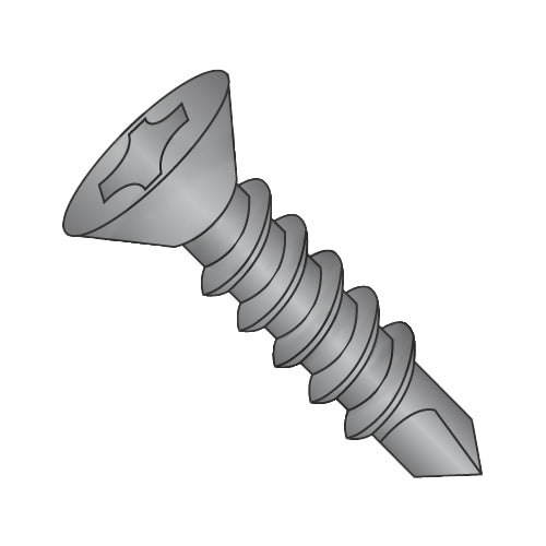 8-18 x 3/4 Phillips Flat Self Drilling Screw Full Thread Black Oxide & Oil-Bolt Demon
