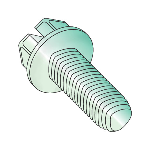 8-32 x 3/8 Slot IndHexWash Taptite Alternative Thread Roll Screw Fully Thrd Zinc Green Bake & Wax-Bolt Demon