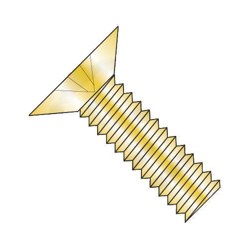 6-32 x 1/2 Phillips Flat 100º Machine Screw Fully Threaded Zinc Yellow-Bolt Demon