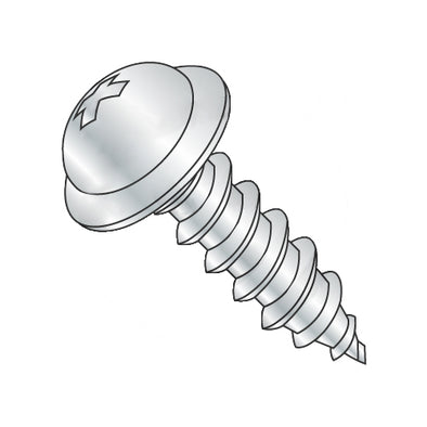 8-15 x 2 Phillips Round Washer Self Tapping Screw Type A Fully Threaded Zinc-Bolt Demon