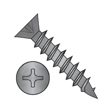 6-13 x 1/2 Phillips Flat Head no Nibs Deep Thread Wood/Hinge Screw Full Thread Black Ox Oil-Bolt Demon