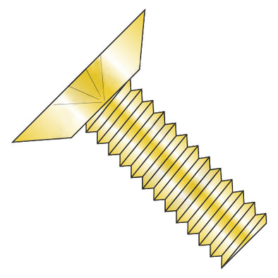 10-24 x 1/4 Phillips Flat Undercut Machine Screw Fully Threaded Zinc Yellow-Bolt Demon