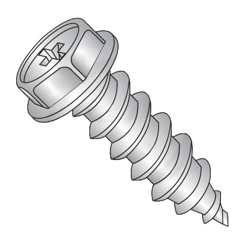 10-12 x 1 Phillips Indent Hexwasher Self Tap Screw Type A Full Thread 18-8 Stainless Steel-Bolt Demon