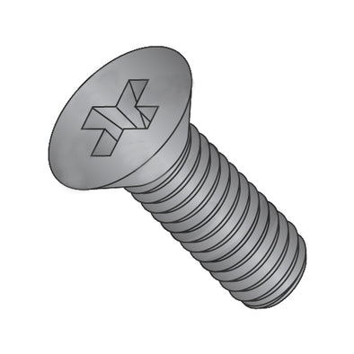 6-32 x 1/2 Phillips Flat Machine Screw Fully Threaded Black Oxide-Bolt Demon