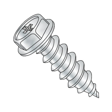 6-20 x 3/8 Phillips Indented Hex Washer Self Tapping Screw Type AB Fully Threaded Zinc-Bolt Demon