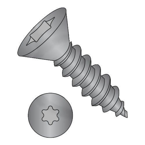 10-16 x 1 1/4 6 Lobe Flat Self Tapping Screw Type AB Fully Threaded Black Oxide-Bolt Demon