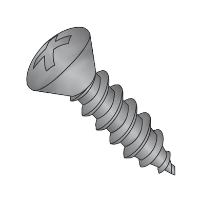 6-20 x 5/8 Phillips Oval Self Tapping Screw Type AB Fully Threaded Black Zinc-Bolt Demon