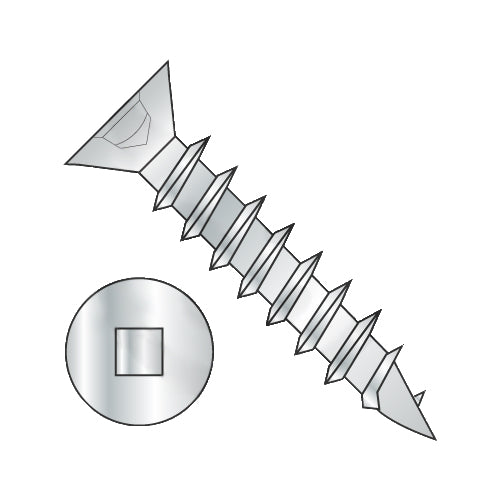 8 x 1 Flat Head (no nibs) Square Drive Deep Thread Wood Screw Fully Threaded Zinc-Bolt Demon