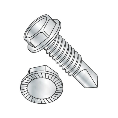 8-32 x 1/2 Unslot Ind Hexwasher Serrated Self Drilling Screw Full Thread Zinc Bake-Bolt Demon