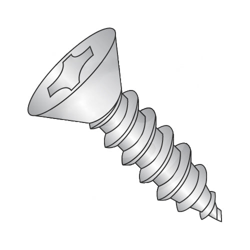 6-20 x 7/8 Phillips Flat Self Tapping Screw Type AB Fully Threaded 18-8 Stainless Steel-Bolt Demon