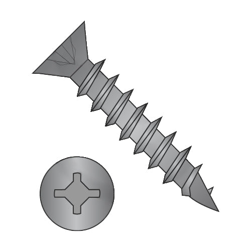 8 x 3/4 Square Phillips Drive Flat Head no Nibs Deep Thread Wood Screw Full Thd Black Ox-Bolt Demon