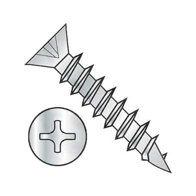 6-13 x 1 Phillips Flat Head no Nibs Deep Thread Wood/Hinge Screw Full Thread Zinc-Bolt Demon