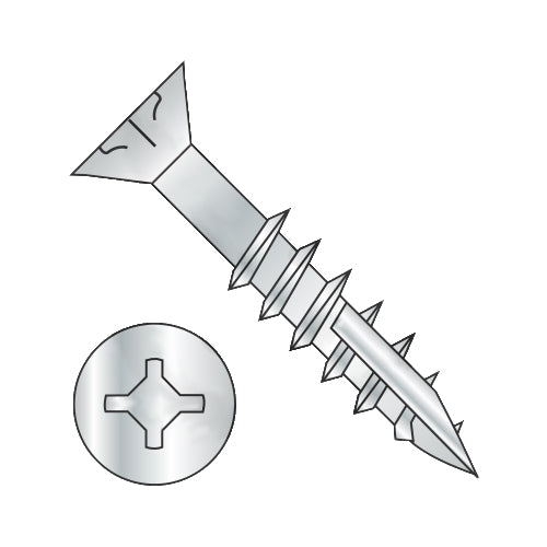8-11 x 1 5/8 Square Phil Drive Flat w/Nibs Deep Thread Wood Screw 2/3 Thread Type17 Zinc-Bolt Demon