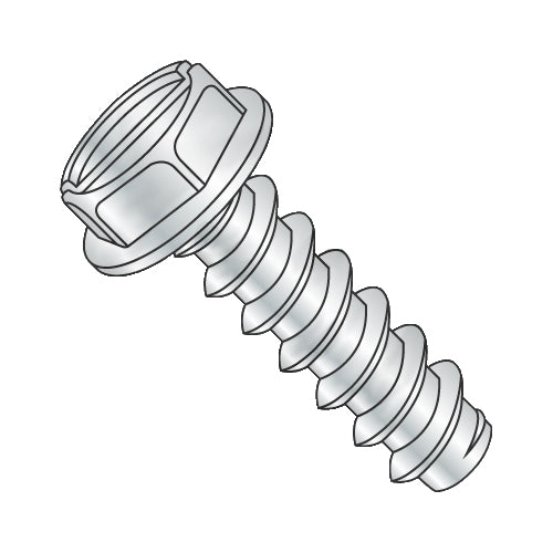 10-16 x 1 3/4 Slotted Indented Hex Washer Self Tapping Screw Type B Fully Threaded Zinc-Bolt Demon