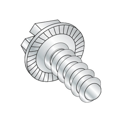 6-20 x 3/8 Slotted Indented Hex Washer Self Tapping Screw TypeB Serrated Fully Thread Zinc-Bolt Demon